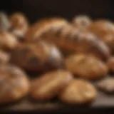 A beautifully arranged selection of artisanal breads showcasing diverse textures and crusts.