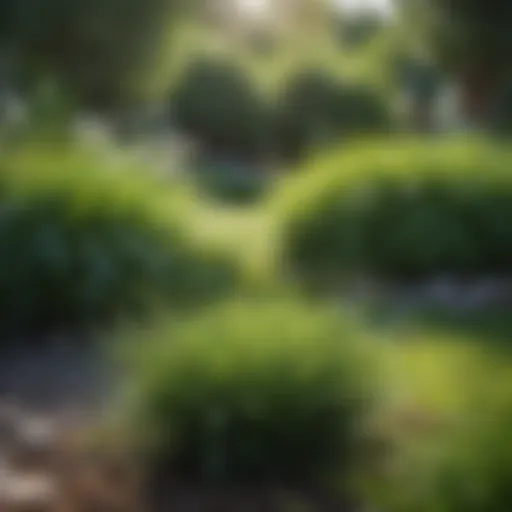 A close-up view of lush green cool-season grass thriving in a garden