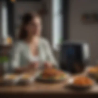 User enjoying a meal prepared with an air fryer