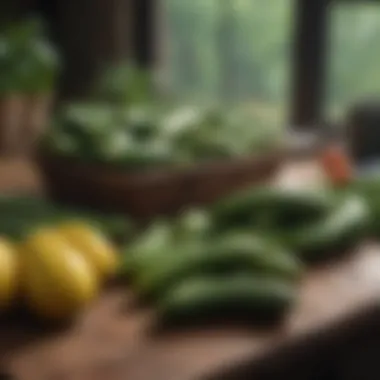 Bountiful harvest of zucchini displayed on a rustic table