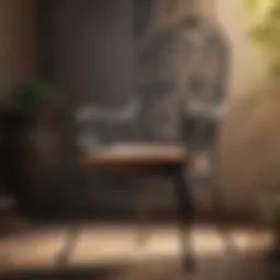 Elegant wrought iron chair with intricate design