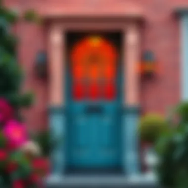 Vibrant Colored Front Door Vibrant colored front door that adds character to the home