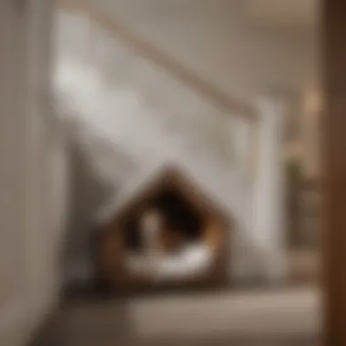 Comfort-Focused Dog House Design Spacious under the stairs dog house featuring a comfortable bed