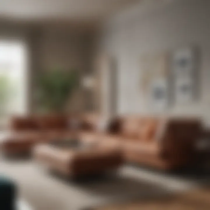 Different sizes of sectional sofas in a showroom