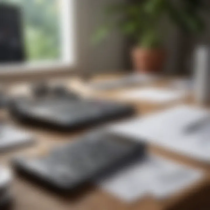 A calculator and financial documents on a table