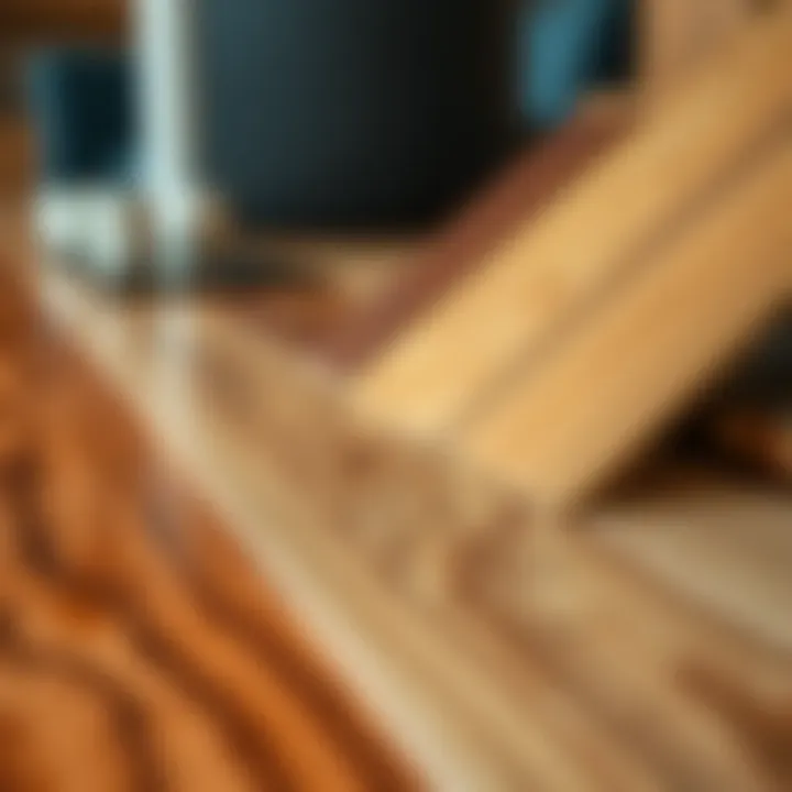 Close-up of various hardwood flooring samples with different textures