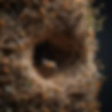 A close-up of a bee nest found in a residential area