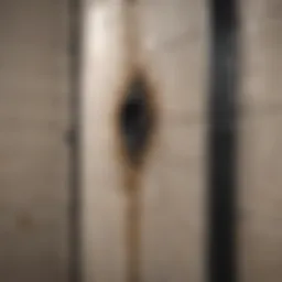 Close-up view of black mold on shower tiles