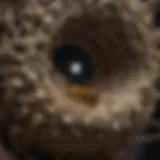 A close-up view of a wasp nest showcasing intricate architecture