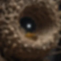A close-up view of a wasp nest showcasing intricate architecture