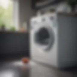 View of a dishwasher tablet next to a washing machine