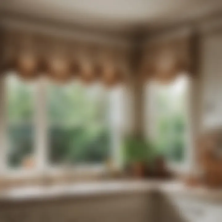 Aesthetic arrangement of valances enhancing kitchen decor