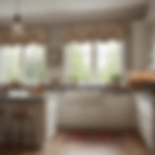 Elegant valance design for a bay window in a modern kitchen
