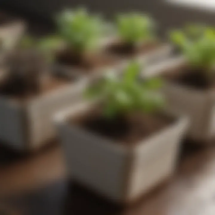 Variety of potting soil types displayed in containers, highlighting their differences