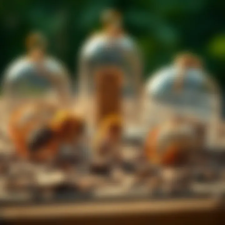 An illustration depicting various designs of bumblebee traps.