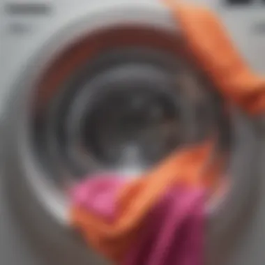 Maintaining Vibrancy in the Wash Cycle A close-up of vibrant light-colored clothes in a washing machine