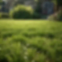 Lush green lawn thriving after fertilization