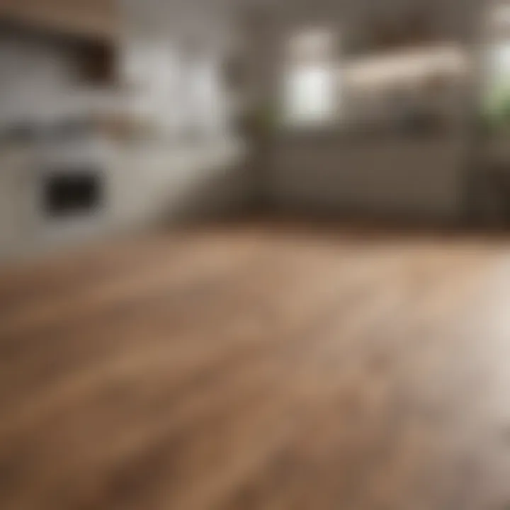 Textured wood flooring used in a contemporary kitchen